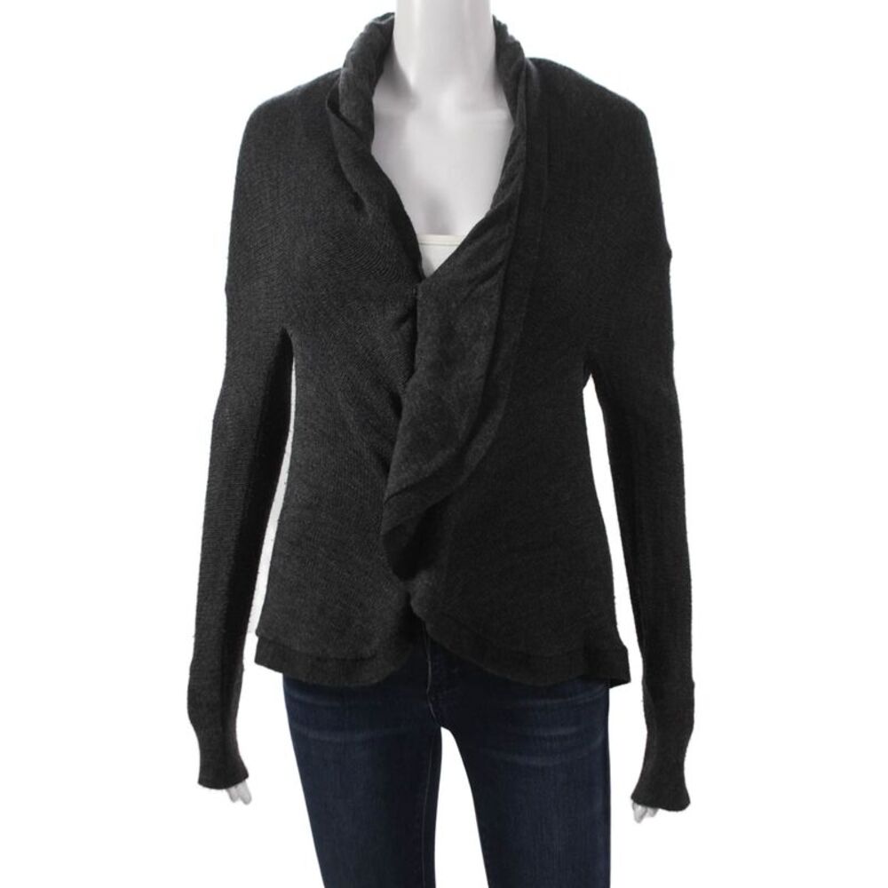 Vince Women Cardigan Gray Wool Cowl Neck Long Sleeve Solid Size XS